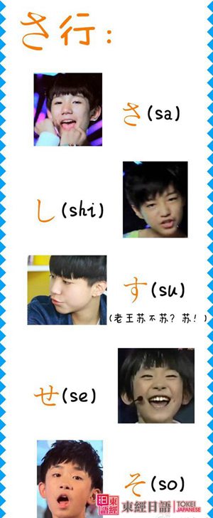 日语五十音图表之tfboys学习卡-日语五十音图表-苏州日语